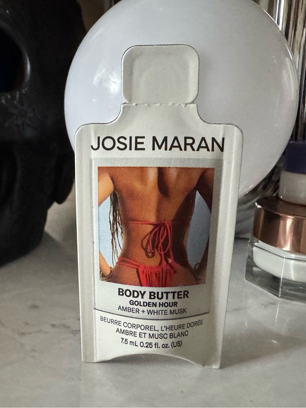 3/$15 Josie Maran Golden Hour Amber White Musk Body Butter Mini 7.5mL